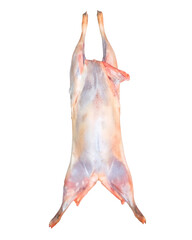 Lamb carcass on transparent background, lamb whole meat leg pieces 