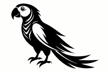 macaw silhouette line art vector illustration with a white background