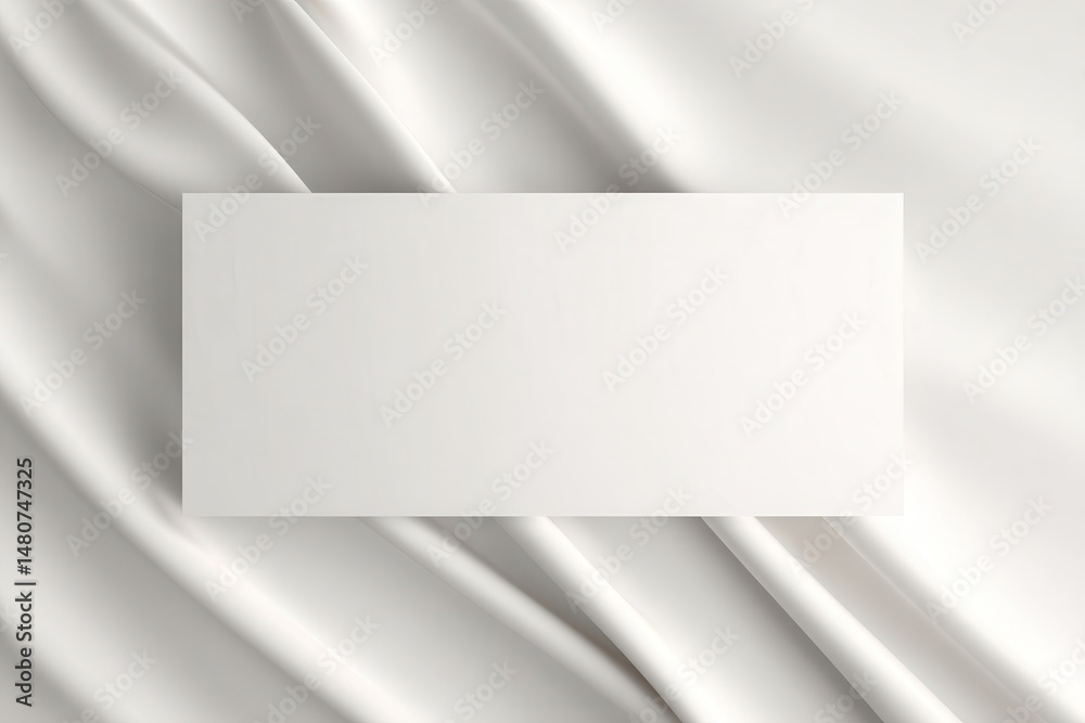 Poster minimalist composition featuring a white rectangular form gracefully poised against a backdrop of so