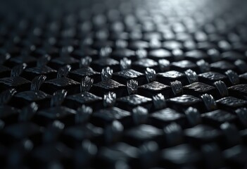 Obraz premium detailed close carbon fiber material pattern textures shiny surface weave structure abstract design engineering technology, layer, composition, focus, reflective