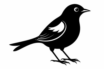 nightingale silhouette line art vector illustration with a white background
