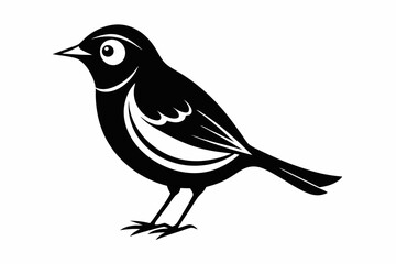 nightingale silhouette line art vector illustration with a white background