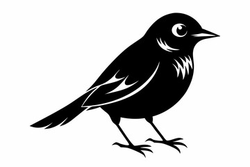 nightingale silhouette line art vector illustration with a white background