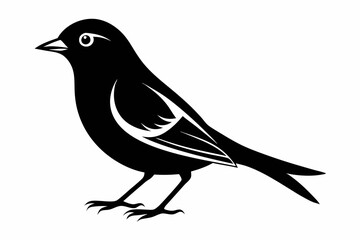 nightingale silhouette line art vector illustration with a white background