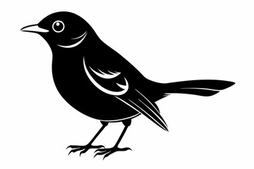 nightingale silhouette line art vector illustration with a white background