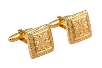 PNG Elegant gold cufflinks with intricate geometric design