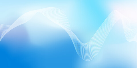 Abstract blue gradient background with shining lines waves. Minimalist background for banner, poster, cover, brochure, flyer, website