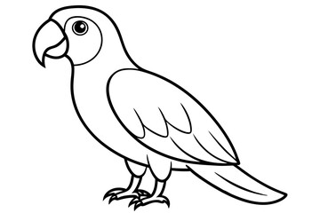 parrot silhouette line art vector illustration with a white background