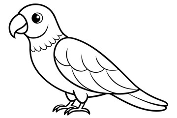 parrot silhouette line art vector illustration with a white background