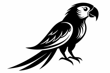 Obraz premium parrot silhouette line art vector illustration with a white background