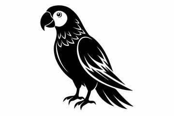 parrot silhouette line art vector illustration with a white background