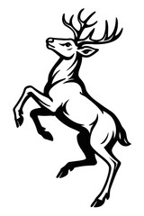 Fototapeta premium Black and White Illustration of a Standing Deer - Graphic Element for Animals, Wildlife, or Design Themes