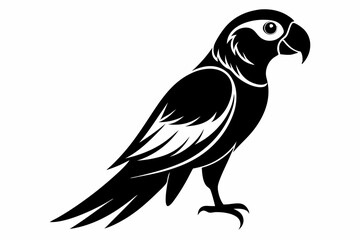 parrot silhouette line art vector illustration with a white background