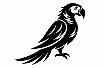 parrot silhouette line art vector illustration with a white background