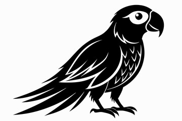 parrot silhouette line art vector illustration with a white background