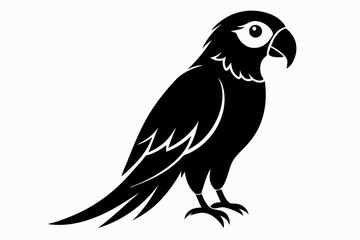 parrot silhouette line art vector illustration with a white background