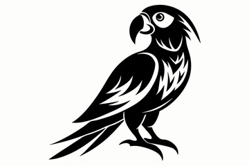 parrot silhouette line art vector illustration with a white background