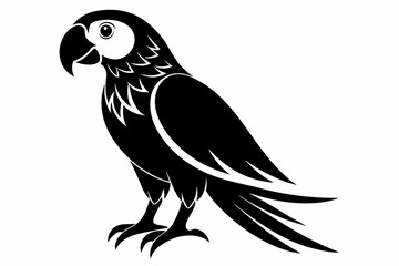 parrot silhouette line art vector illustration with a white background