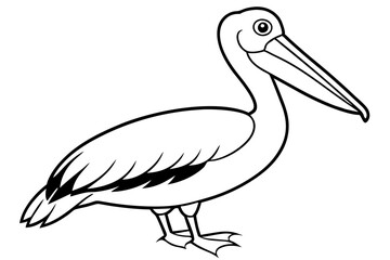 pelican silhouette line art vector illustration with a white background