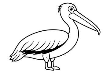 pelican silhouette line art vector illustration with a white background