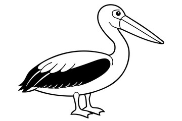 Obraz premium pelican silhouette line art vector illustration with a white background