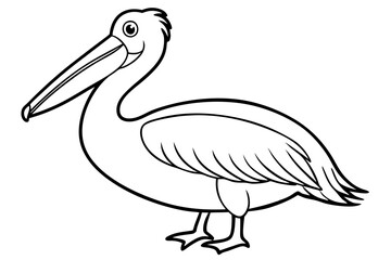 pelican silhouette line art vector illustration with a white background