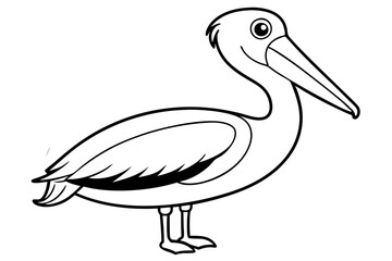 pelican silhouette line art vector illustration with a white background