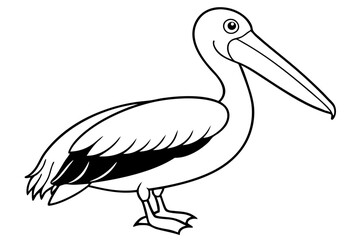 pelican silhouette line art vector illustration with a white background