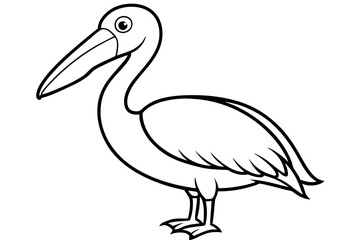 pelican silhouette line art vector illustration with a white background