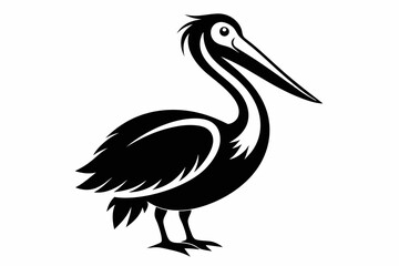 pelican silhouette line art vector illustration with a white background