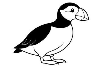 puffin silhouette line art vector illustration with a white background