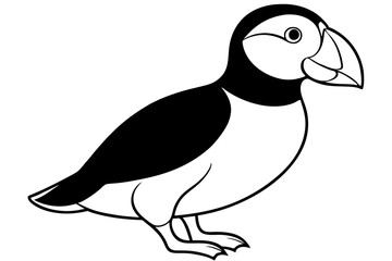 puffin silhouette line art vector illustration with a white background