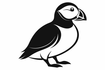 puffin silhouette line art vector illustration with a white background