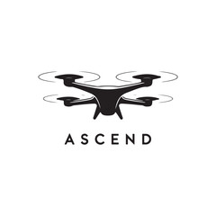 Drone Silhouette Vector – Minimal Black Shape of Flying Quadcopter in Air