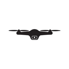 Drone Silhouette Vector – Minimal Black Shape of Flying Quadcopter in Air