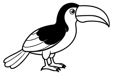 toucan silhouette line art vector illustration with a white background