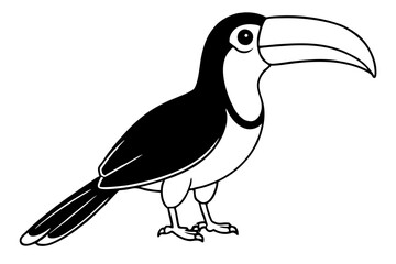 toucan silhouette line art vector illustration with a white background