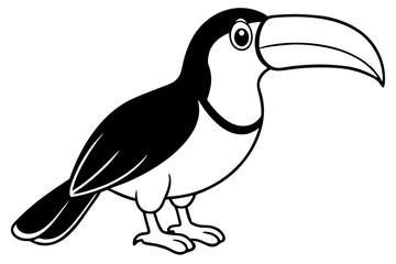 toucan silhouette line art vector illustration with a white background