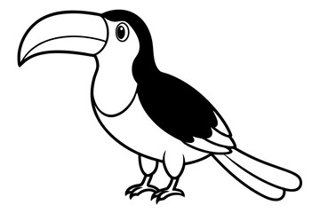 toucan silhouette line art vector illustration with a white background