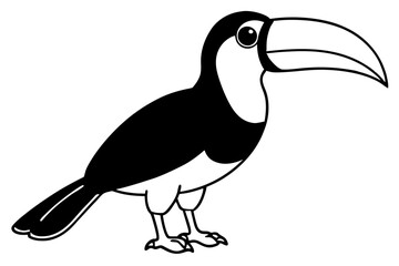 toucan silhouette line art vector illustration with a white background