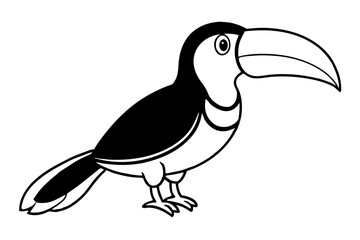 toucan silhouette line art vector illustration with a white background