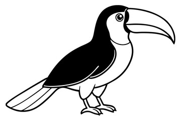 toucan silhouette line art vector illustration with a white background