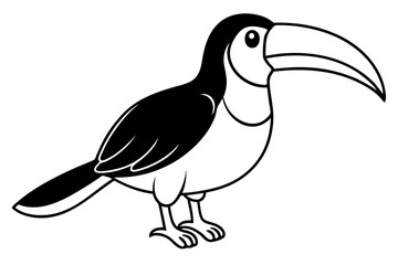toucan silhouette line art vector illustration with a white background