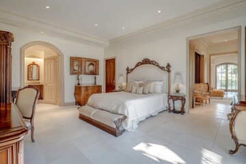 Fototapeta premium Luxurious master bedroom with elegant furnishings