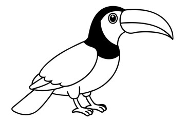 toucan silhouette line art vector illustration with a white background