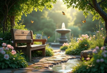 stress relief tools calm serenity relaxation garden bench nature elements peaceful retreat, meditation, flowers, outdoors, wooden, oak, lattice, pool, view