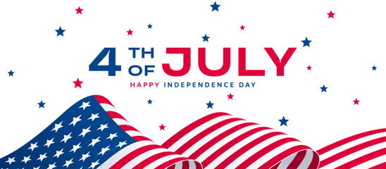 4th of July banner, USA flag border, Independence Day card