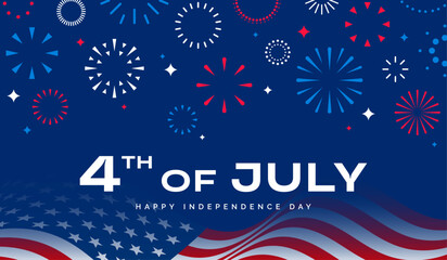 Obraz premium Happy 4th of July, Independence Day card, USA flag,fireworks