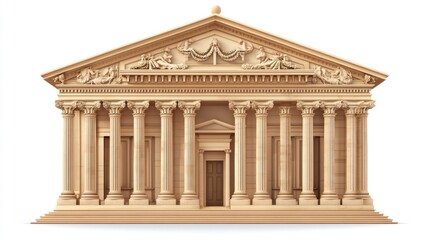 Fototapeta premium Classical building facade with columns and intricate carvings 3 d render