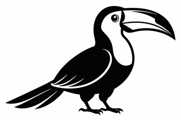 toucan silhouette line art vector illustration with a white background